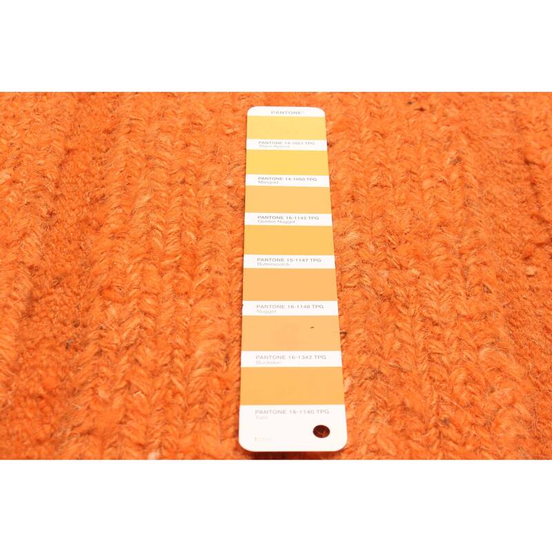 ECARPETGALLERY Flat-Weave Natural Burnt Orange Wool Tapestry Kilim - 6'3 x 6'10