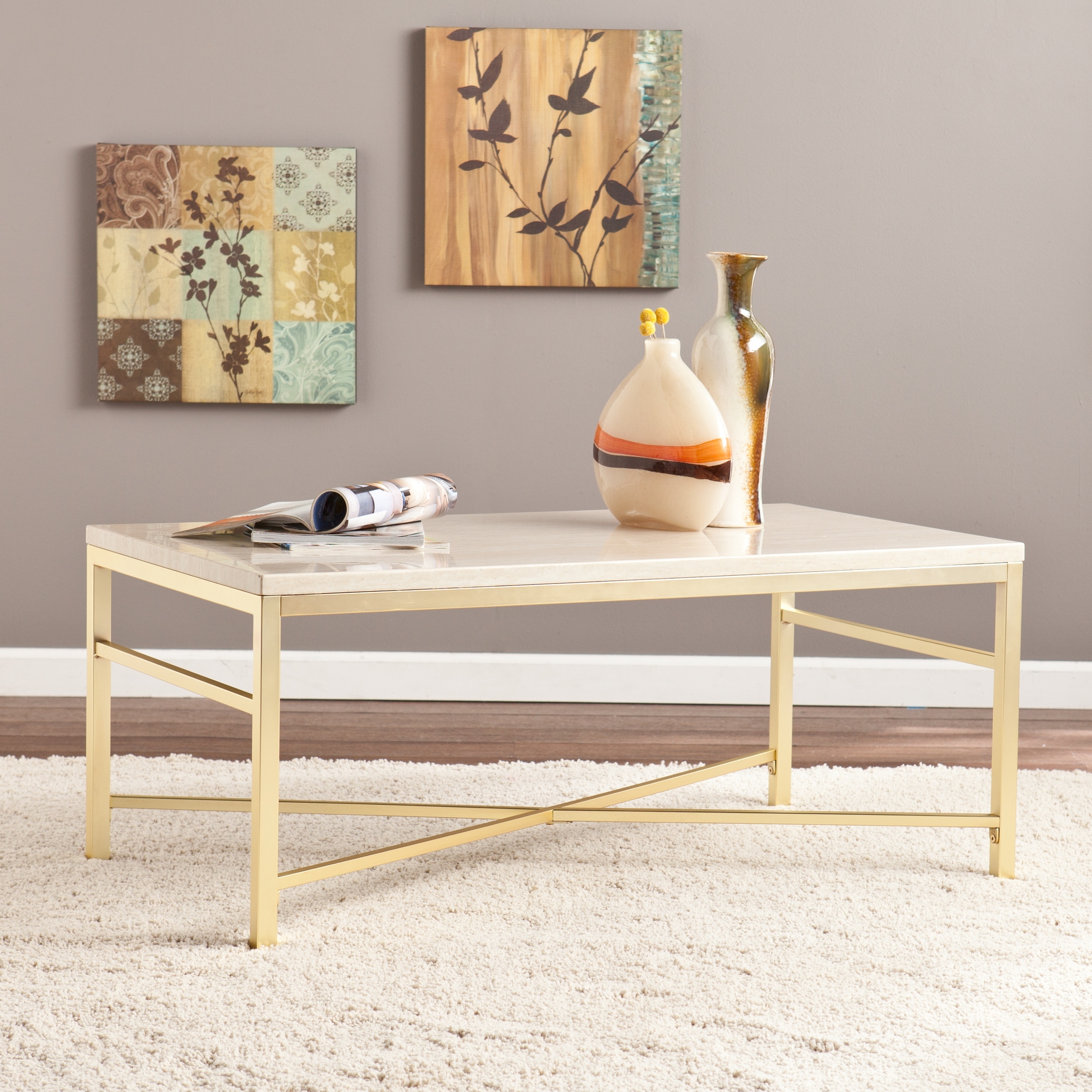 SEI Furniture Grant Rectangular Faux Stone Coffee Table - 42" x 18"