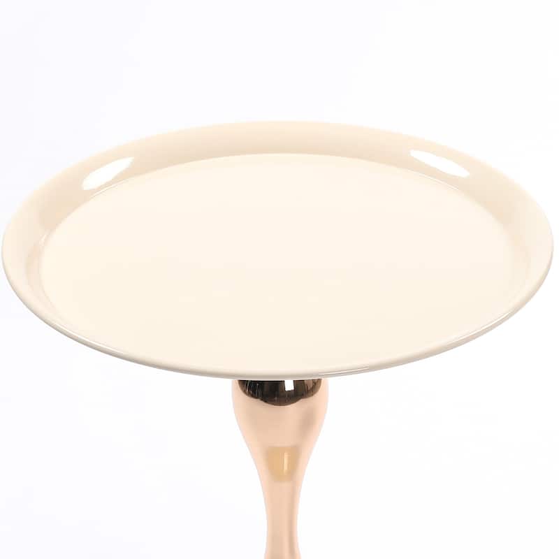Mermaid Tail End Coffee Table Round Side Table, Modern Metal Pedestal Table, Minimalist Accent Table For Small Spaces