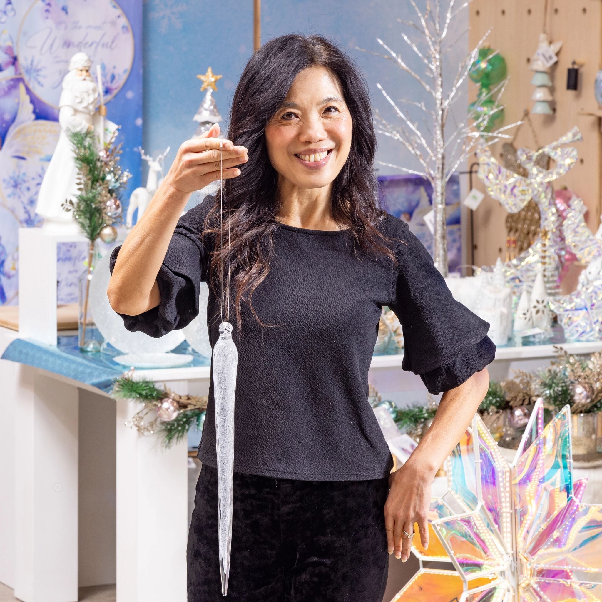 12 in. Hanging Glass Icicle Hanging Garden Accent, Set of 6