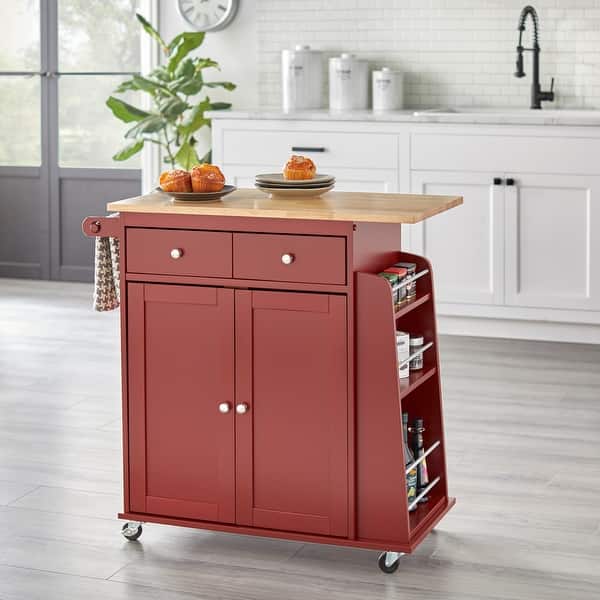 Simple Living Red Sonoma Kitchen Cart Overstock 8933471