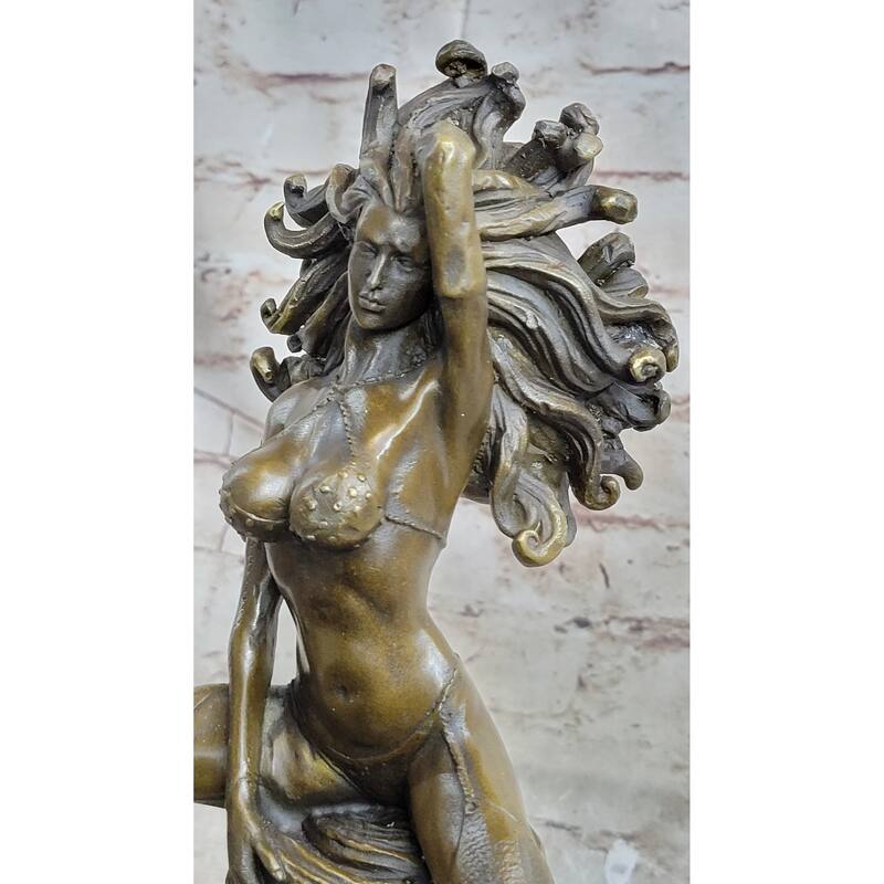 Handmade Sexy Medusa Bronze Sculpture Marble Statue By Aldo Vitaleh Figurine Figure