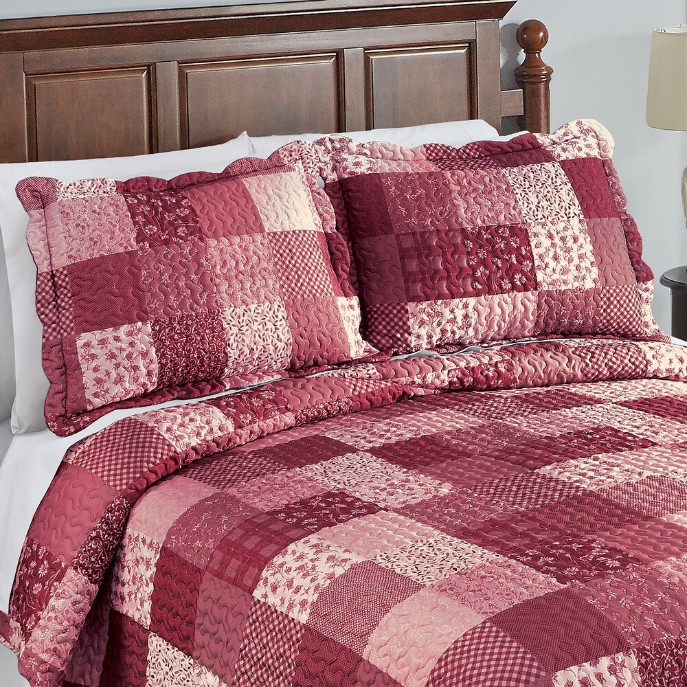 Red quilted pillow shams cheap