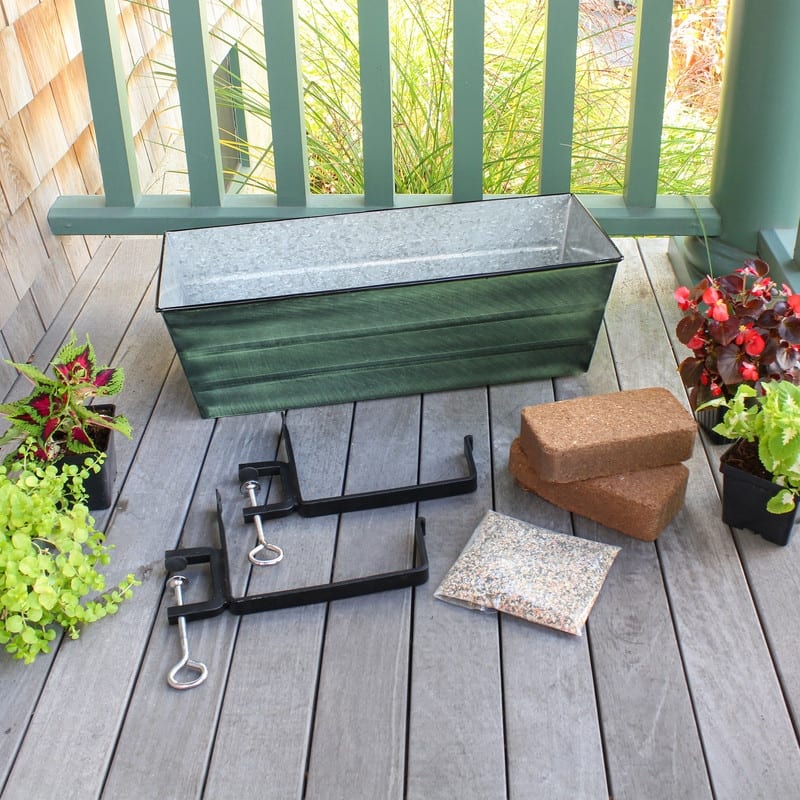 Achla Designs 24"W Medium Galvanized Steel/Wrought Iron Indoor Outdoor Bloom Box Garden Growing Kit With Clamp-On Brackets