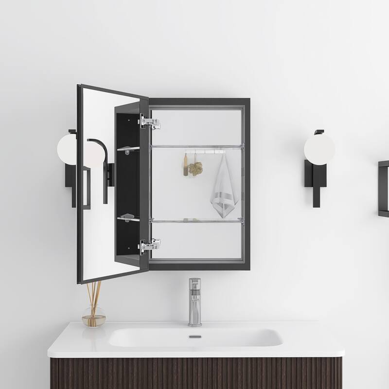 Rectangular Aluminum Medicine Cabinet with Mirror