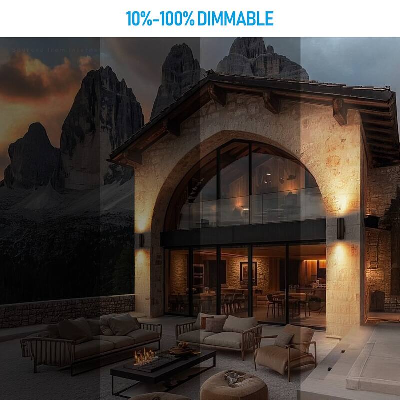 30W 6 Inch LED Up Down Wall Light, 5CCT Dimmable Exterior Wall Sconces - 4PACK