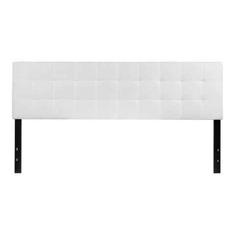 Offex Tufted Upholstered King Size Panel Headboard in White Fabric