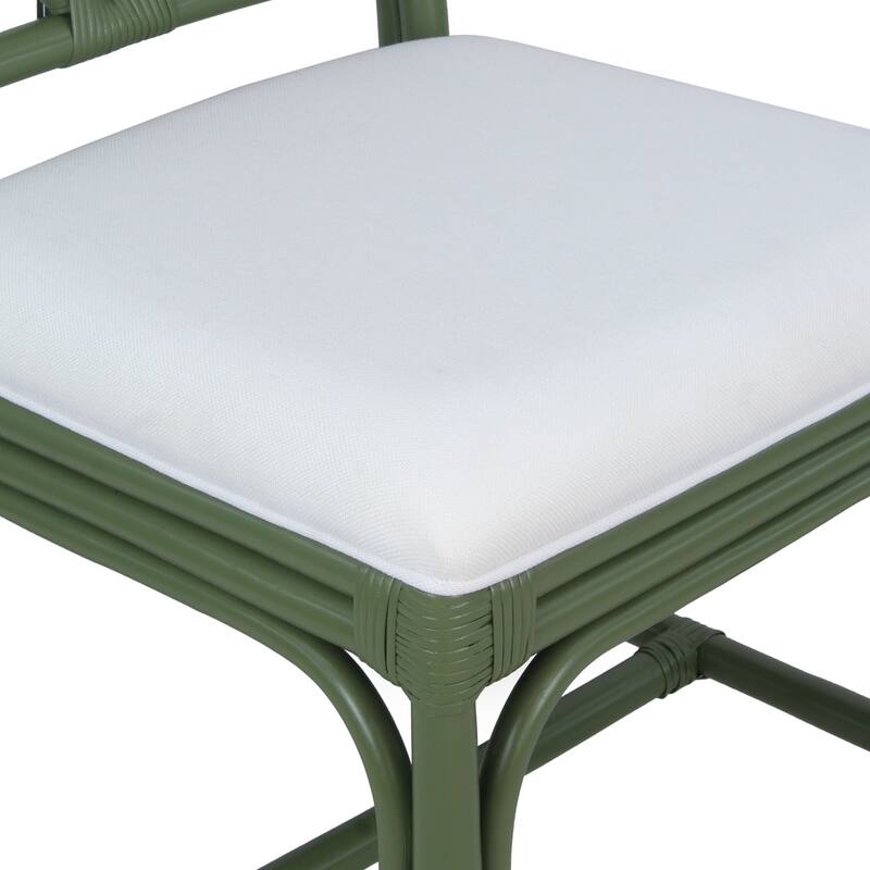 Natural Rattan Handmade Chippendale Cushioned Dining Chairs by East at Main