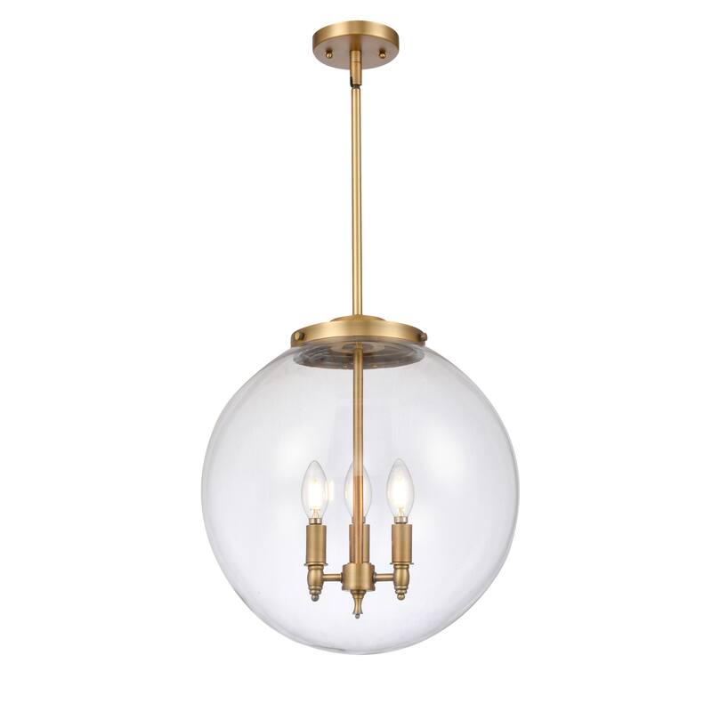 Innovations Lighting Beacon - 3 Light 16" Pendant - Clear/Brushed Brass