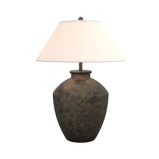 Terracotta, 30.5" Black Resin Table Lamp (Single, Textured Modern Style)
