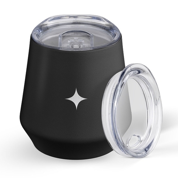 slide 2 of 7, JoyJolt Vacuum Insulated Stainless Steel Stemless Wine Tumbler with Lid - 12 oz Black