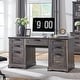 preview thumbnail 19 of 28, 60" Farmhouse Executive Desk, Wood Home Office Desk, Computer Desk Dark Rustic Oak