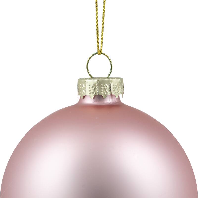 9ct Shiny Matte Pink Gold Glass Ball Christmas Ornaments 2.5" (65mm)