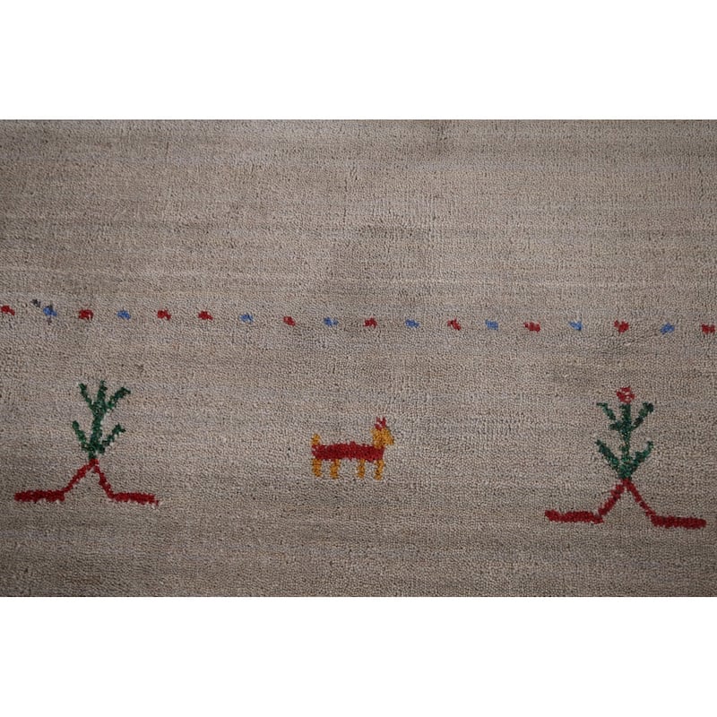 Tribal Gabbeh Indian Area Rug Handmade Wool Carpet - 6'8"x 9'7"