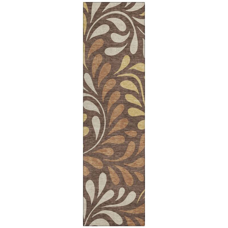 Machine Washable Indoor/ Outdoor Floral Arabesque Chantille Rug