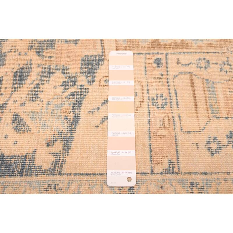ECARPETGALLERY Hand-knotted Antalya Vintage Beige, Navy Wool Rug - 9'10 x 11'10