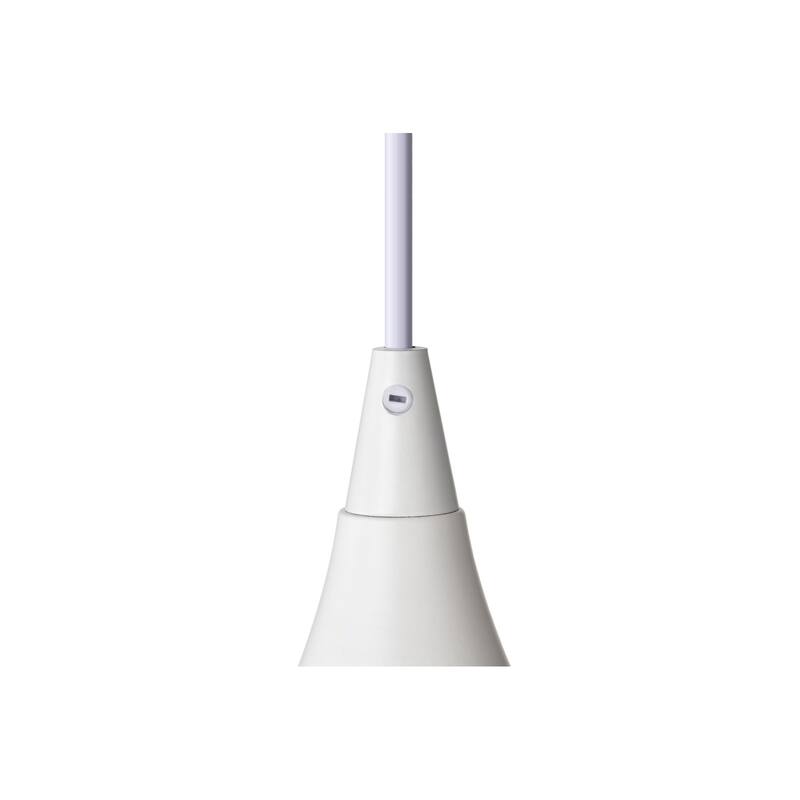 1-Light 12 in. White Single Pendant with Teardrop Metal Shade