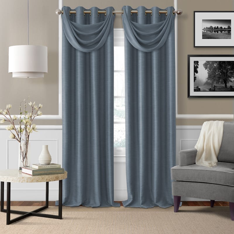 Elrene Brooke Blackout Window Curtain Panel - 52" W X 84" L - Navy