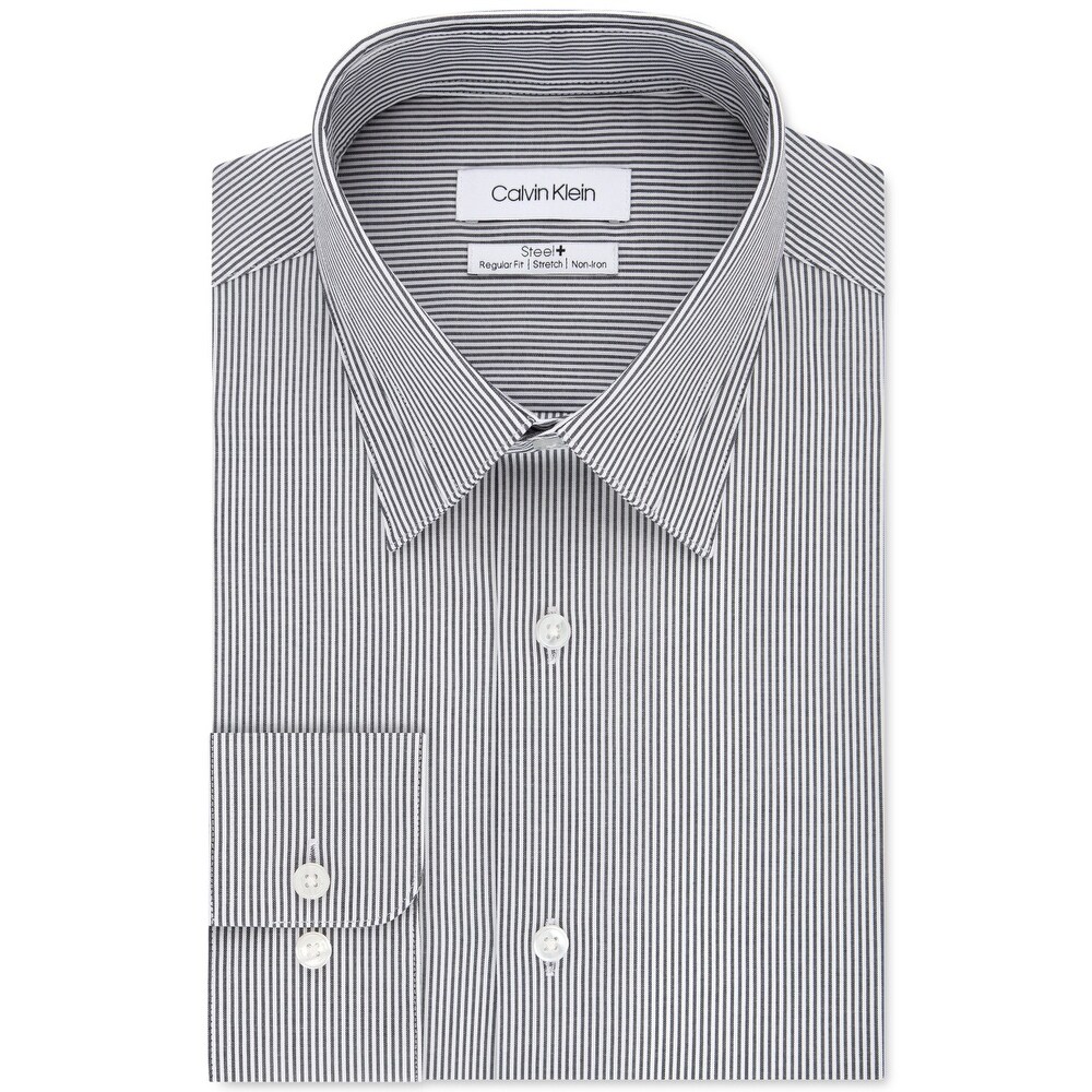 Calvin Klein Men's Stretch Stripe Dress Shirt Smokey Blue Size 15.5X34-35 -  Bed Bath & Beyond - 40640651