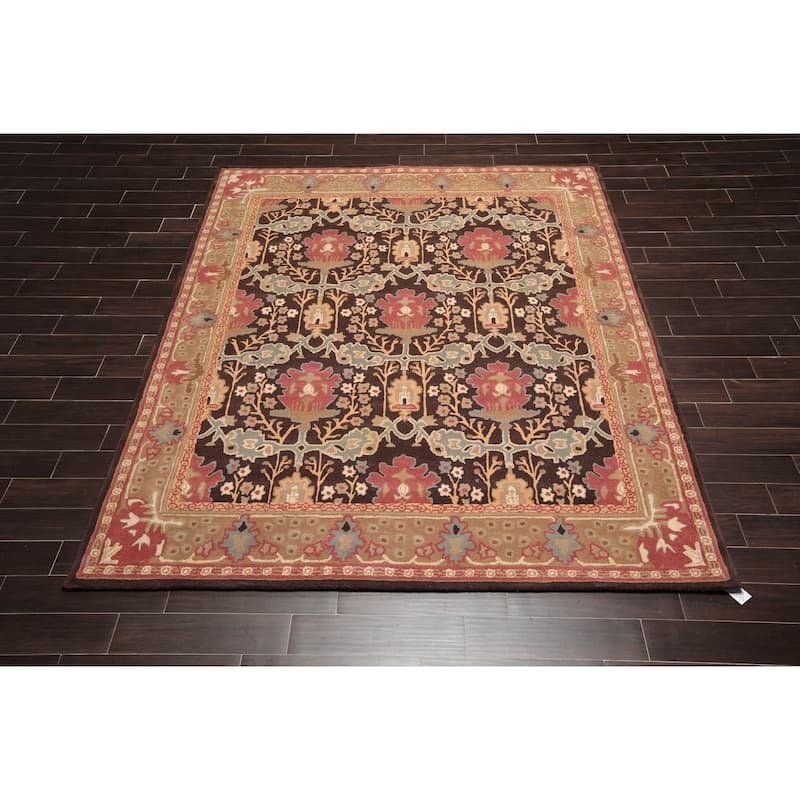 Hand-tufted Brown Oriental Wool Area Rug
