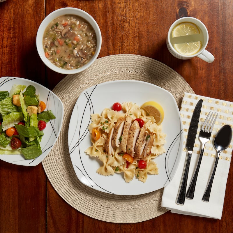 Alec 16pc Soft Square Porcelain Dinnerware Set