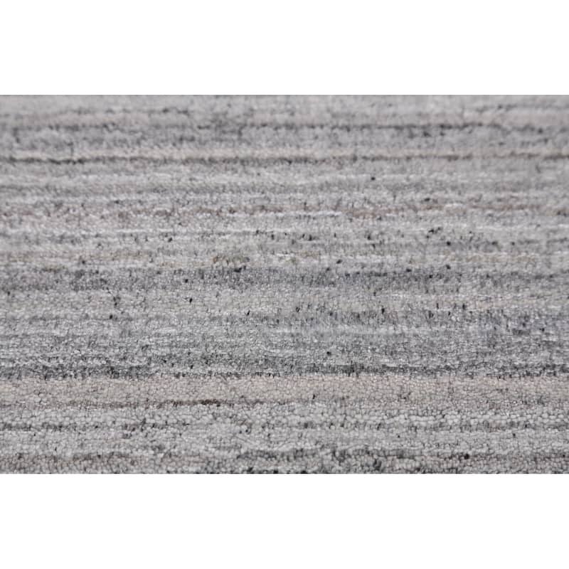 Silver Gray Gabbeh Indian Area Rug Handmade Wool Carpet - 8'10" x 11'10"