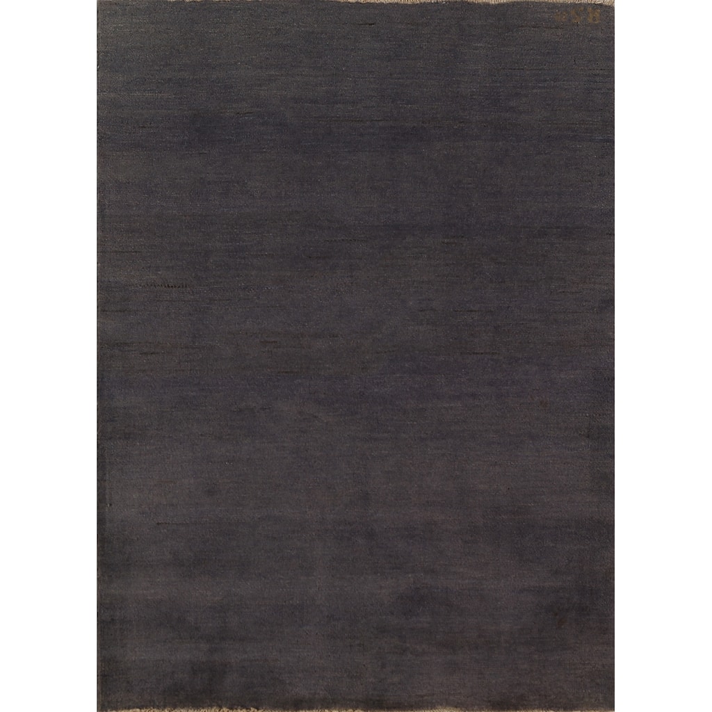 Gray Blue Gabbeh Modern Rug Handmade Wool Carpet - 3'5" x 4'10"