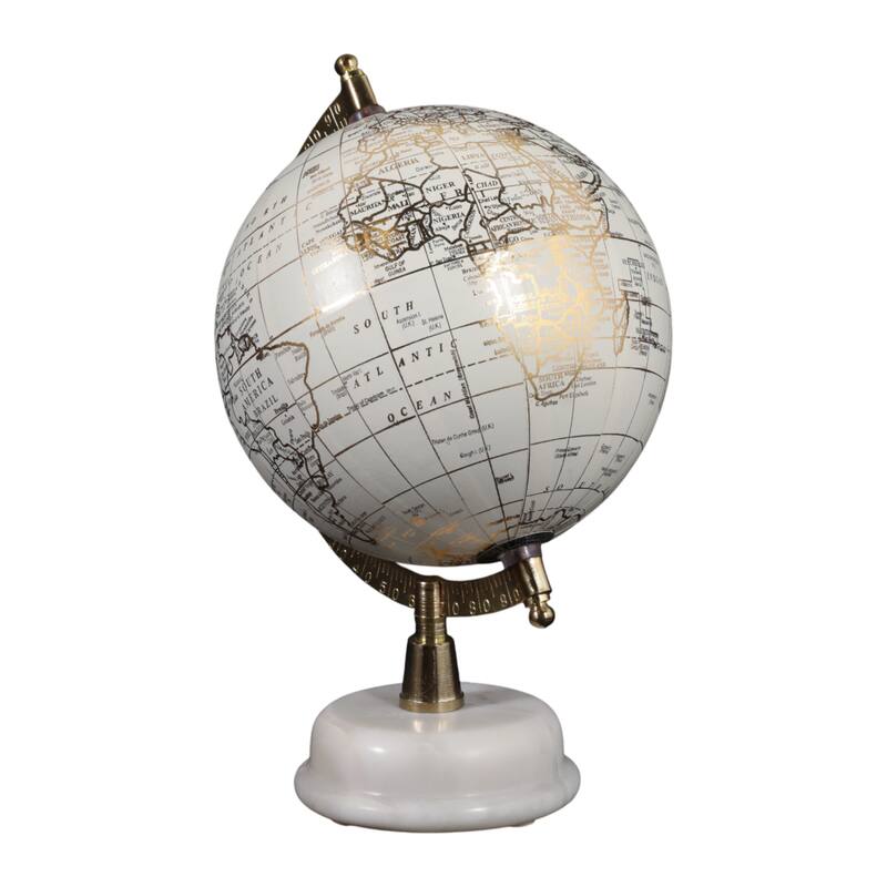 Resin Decorative Globe Modern Sleek Wood Base for Casual Home - 10.0"