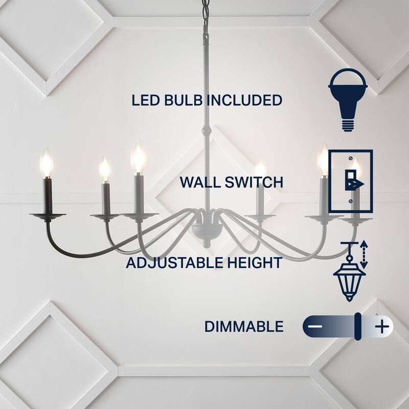 34.75" 6-Light Iron LED Chandelier, by JONATHAN Y
