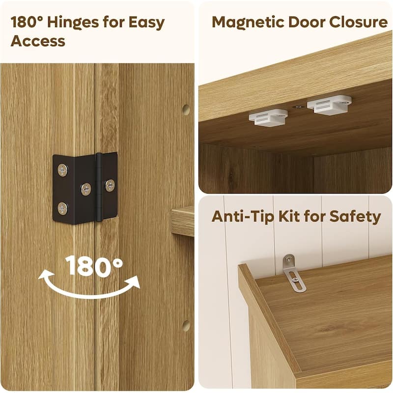 72" Tall Kitchen Pantry Cabinet with Adjustable Shelves, Door Shelves and Drawer,White Large Storage Cabinet with Sensor Light