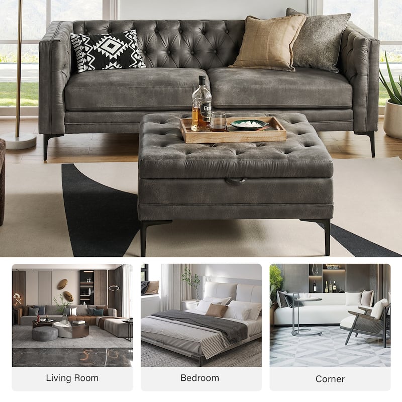 Ipiutak Modern 2 - Piece Upholstered Button-tufted Sectional with Storage Ottoman