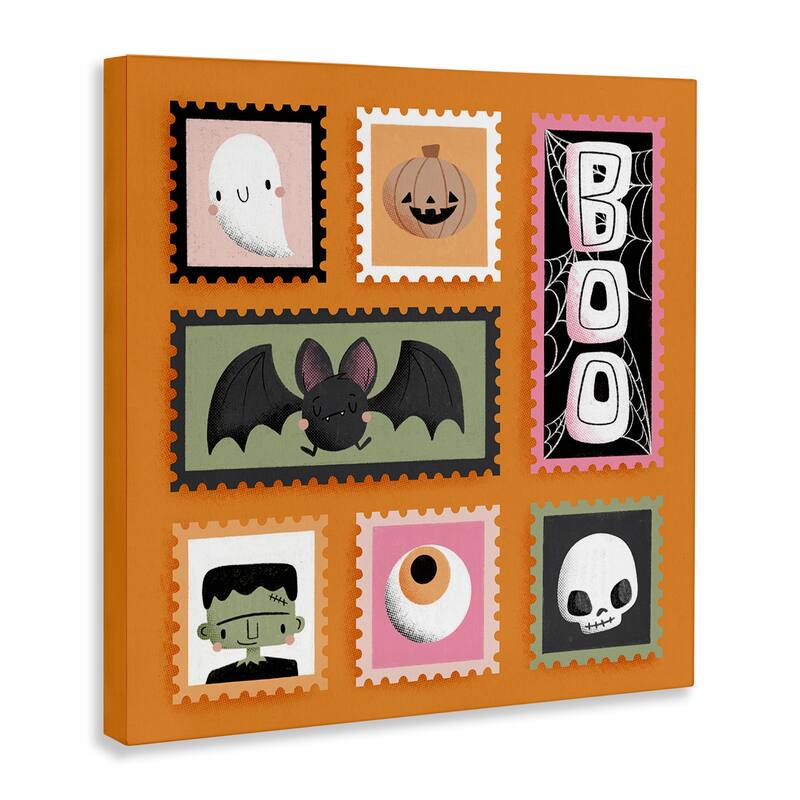 Stupell Spooky Cute Halloween Stamps Canvas Wall Art Design By Sarah Hickman