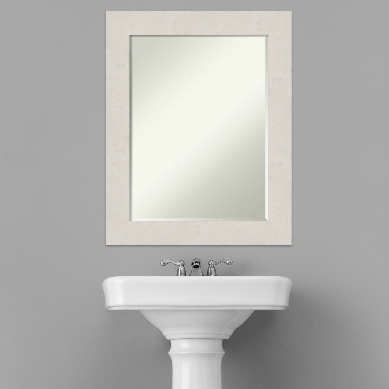 Petite Bevel Bathroom Wall Mirror Rustic Plank White Frame 23 x 29 in  Bed Bath  Beyond 36547253