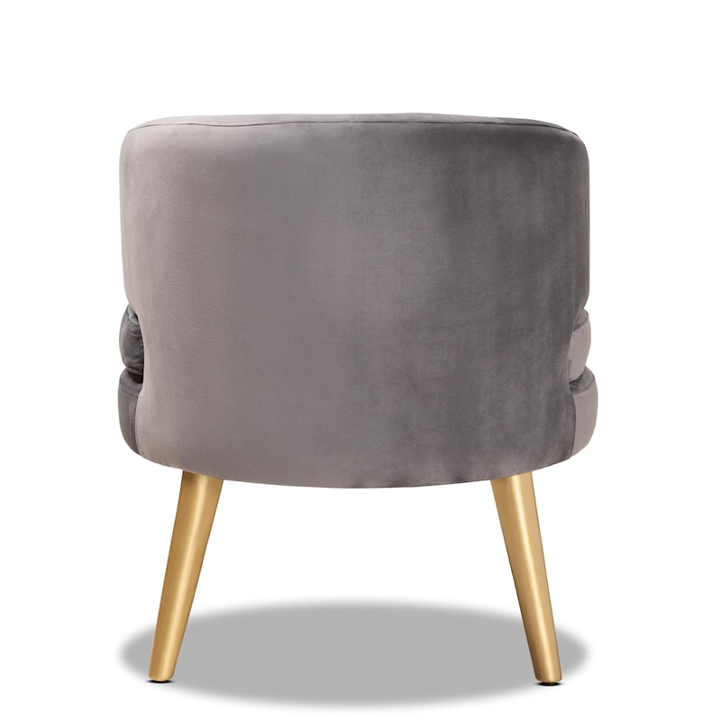 Baptiste Glam and Luxe Velvet and Gold Finished Wood Accent Chair