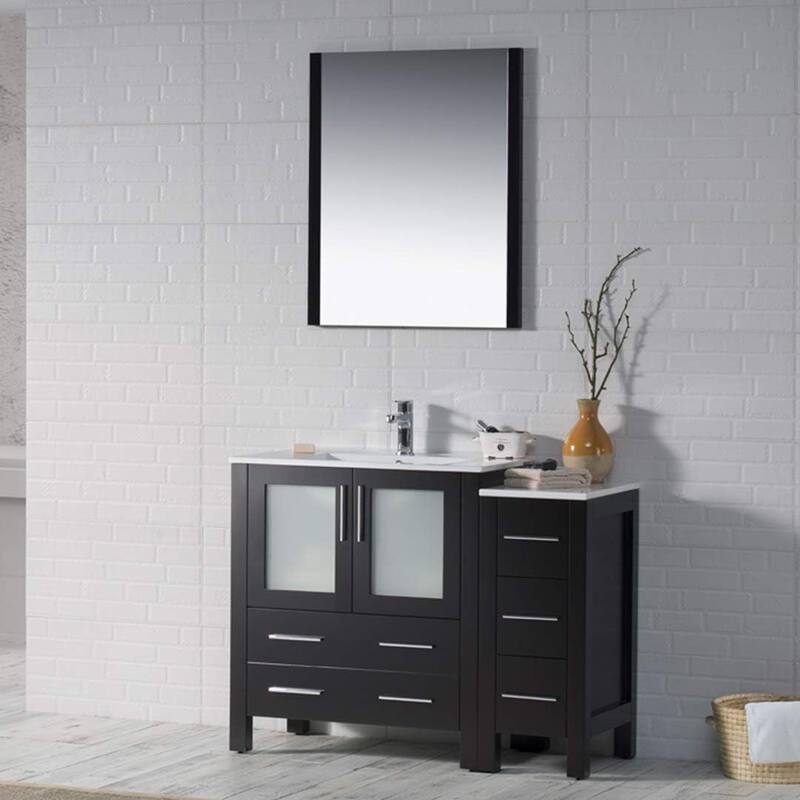 Blossom 42" Solid Wood Bathroom Vanity w/ Ceramic Sink & Side Cabinet