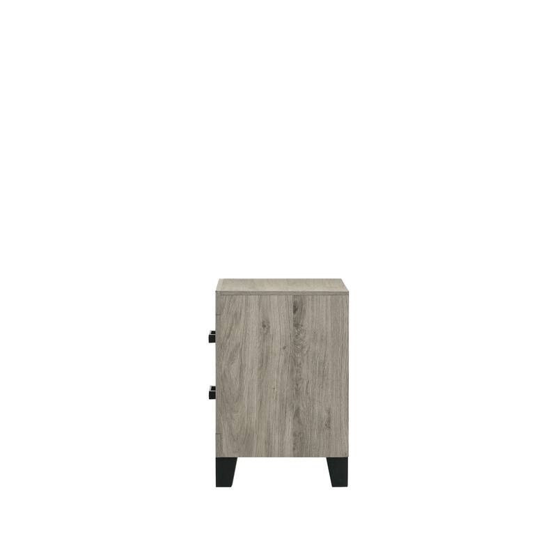 Light Gray Wooden Nightstand with 2 Storage Drawers and Metal Glides