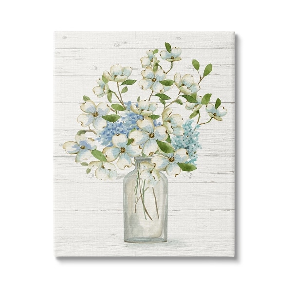 Stupell Rustic Planked Dogwood Bouquet Canvas Wall Art Design by Nan ...