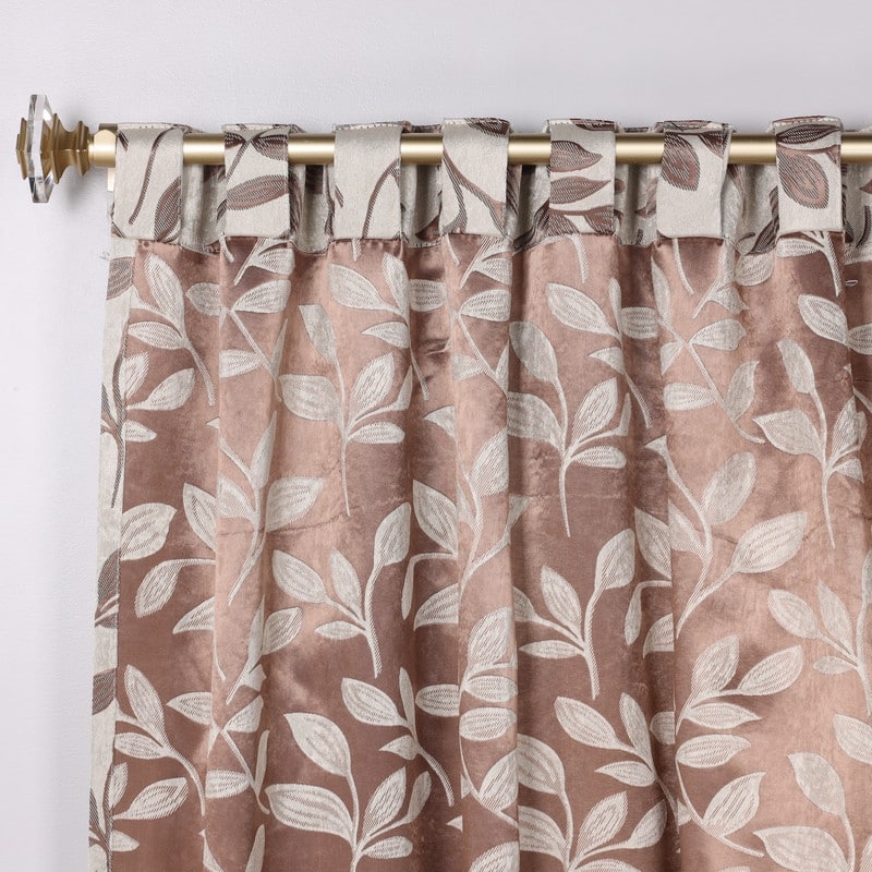 Superior Leaves Machine Washable Room Darkening Curtains with Back Tabs, Set of 2