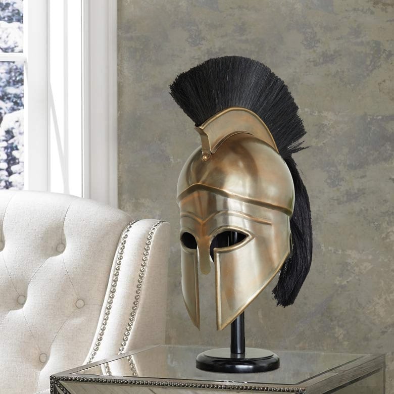 Troy Greek Achilles Trojan Metal Replica Helmet with Stand - Bronze - N/A -  Bed Bath & Beyond - 40044283