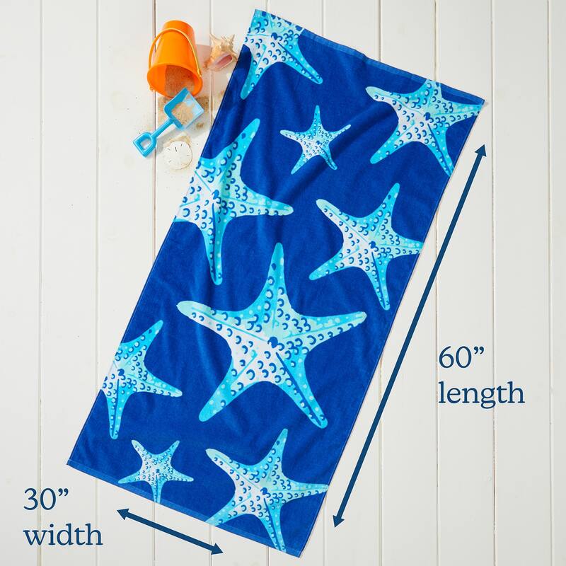 Linery & Co. 100% Cotton Printed Beach Towel for Kids, 30" x 60"