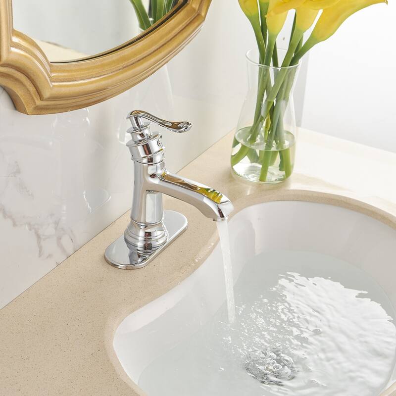 7.5 in Heigh Single Handle Chrome Bathroom Faucet - Spout height: 3.17inches Spout reach: 4.4 inches