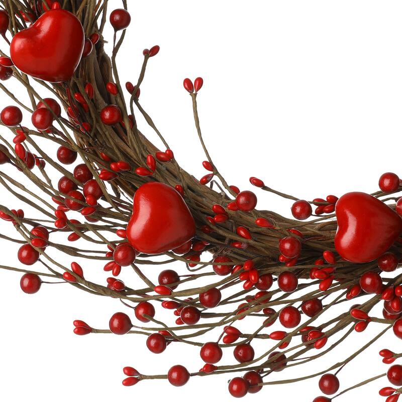 Glitzhome Valentine's Berry Heart or Round Wreath Hanging Decor