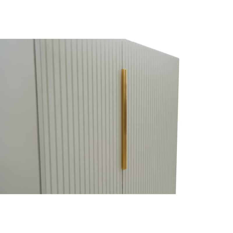 Stripe Sideboard Storage Cabinet with Open Shelves, Space-Saving Buffet Cabinet with Enclosed Compartments