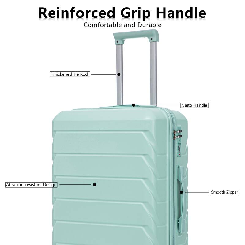 20"/24"/28" 3-Piece, Modern Luggage Sets with Retractable Handle and Combination Lock, for Boarding Travel, Mint Green