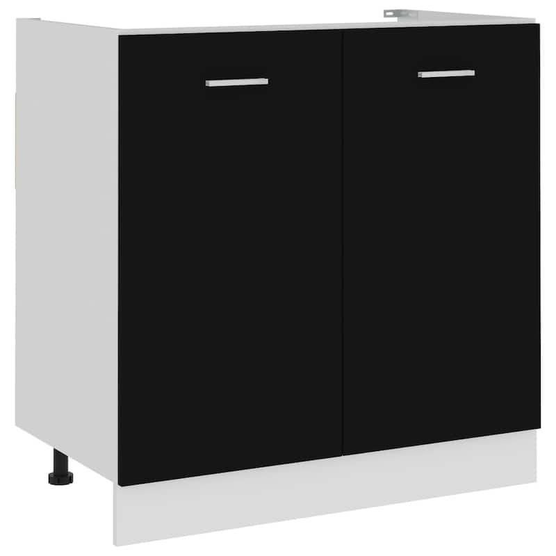 vidaXL Kitchen Cabinet Storage Cupboard Under Sink Organizer Engineered Wood - 31.5" x 18.1" x 32.1" - Black