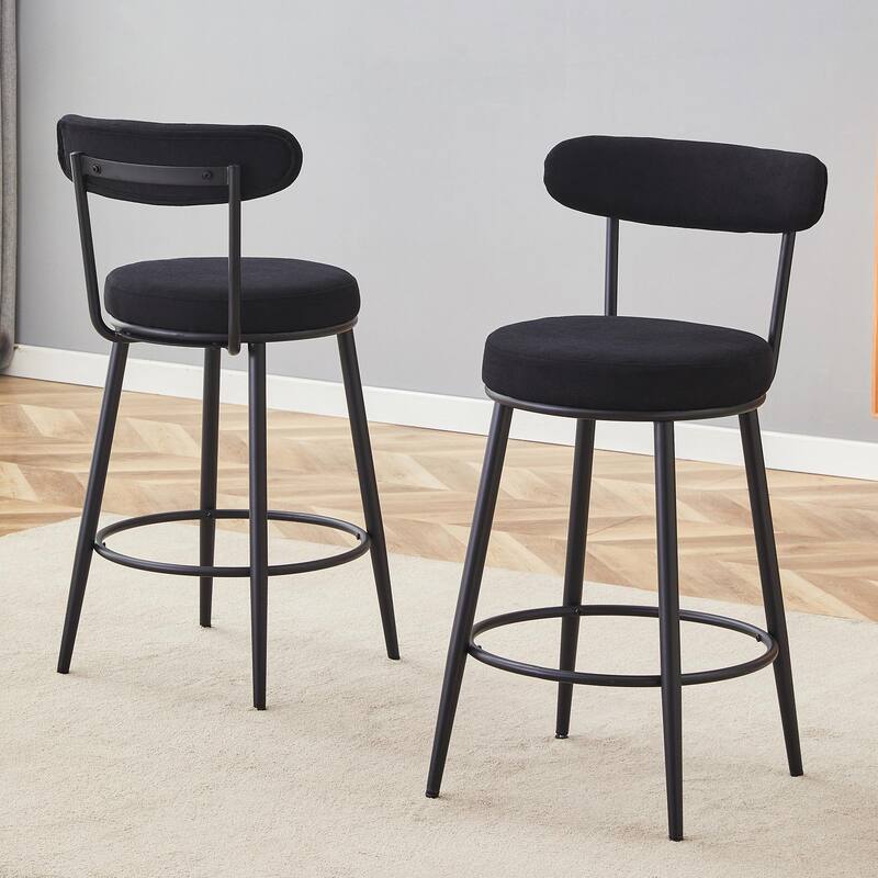 Modern High Stool with Gold-Plated Legs & Linen Seat