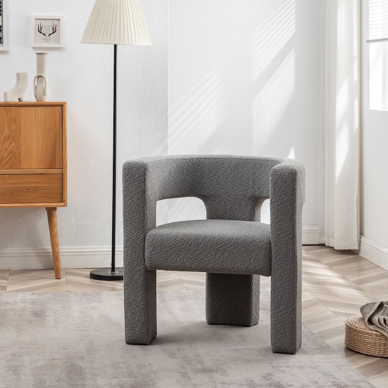 KINWELL 28" Wide Boucle Upholstered Square Armchair