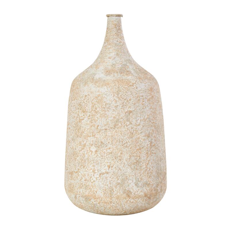 Beige Metal Handmade Antique Style Distressed Vase