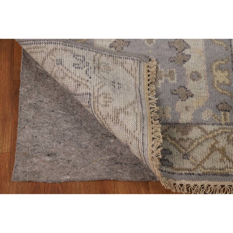 Gray Oushak Oriental Runner Rug Hand-Knotted Wool Carpet - 2'6"x 9'11"