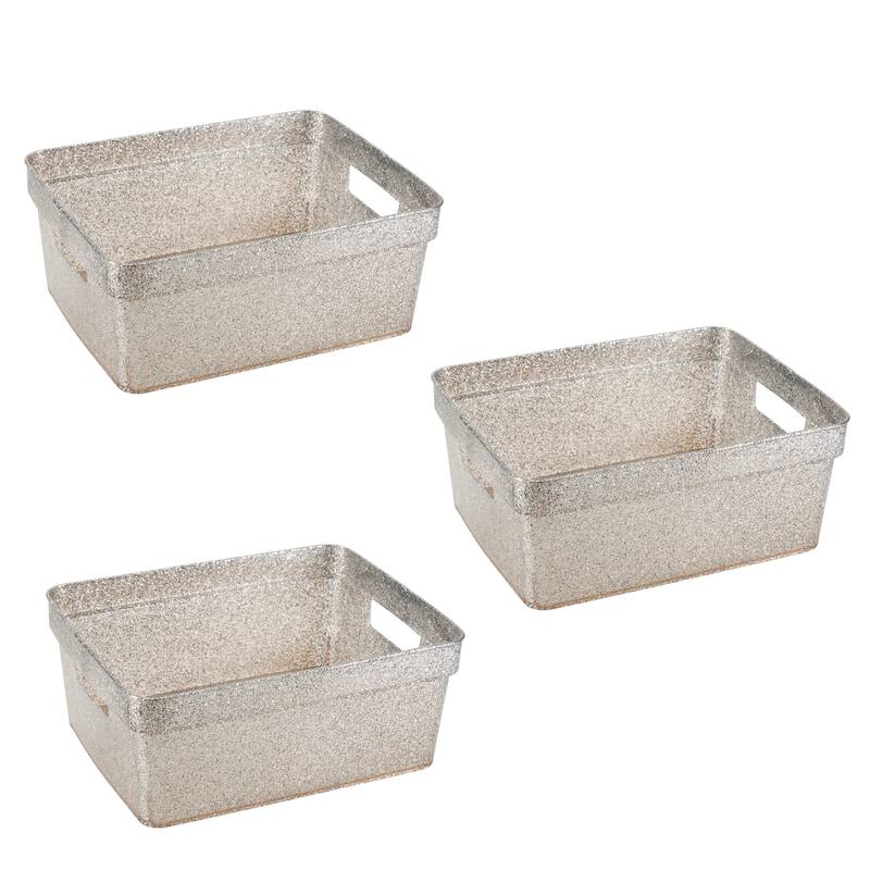 Simplify 3 Pack Small Glitter Tote - 10.04" x 7.87" x 4.13" - Silver